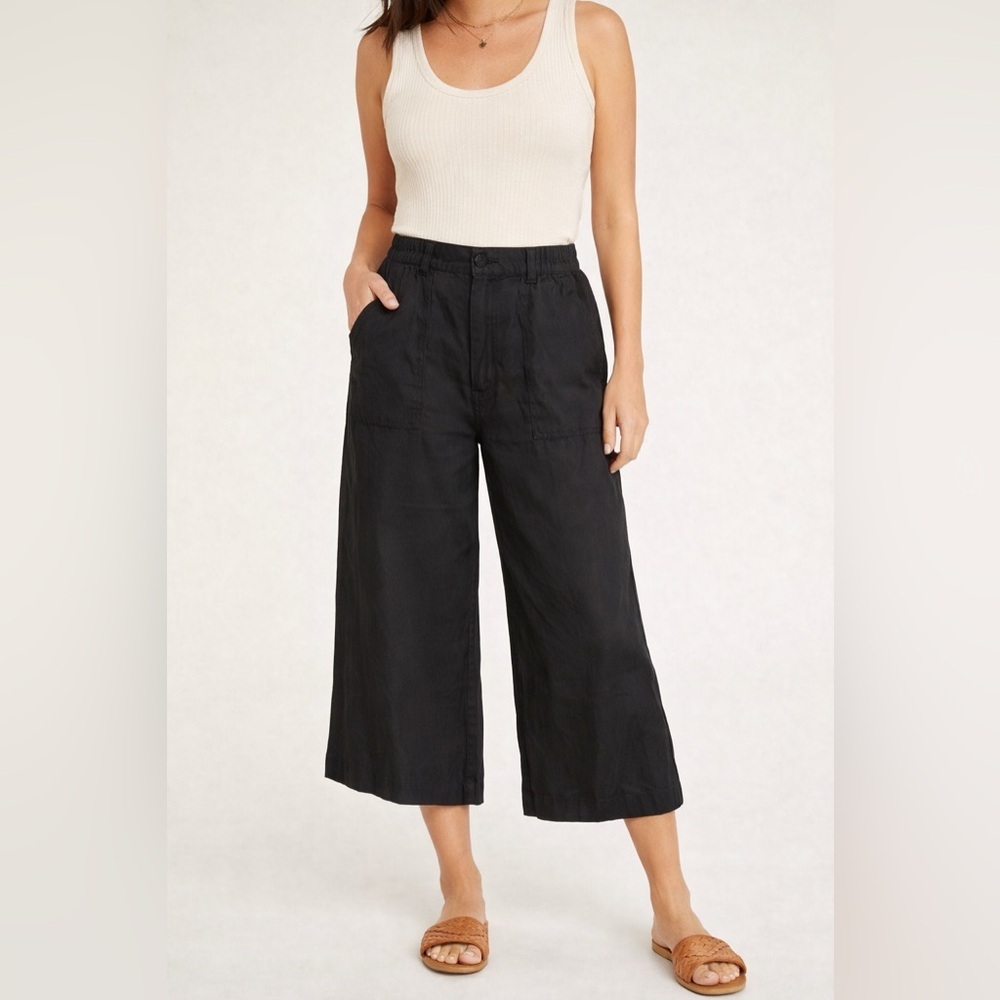 Sanctuary NWT Black Lyocell Wide Leg Crop Pants Size Large Lightweight